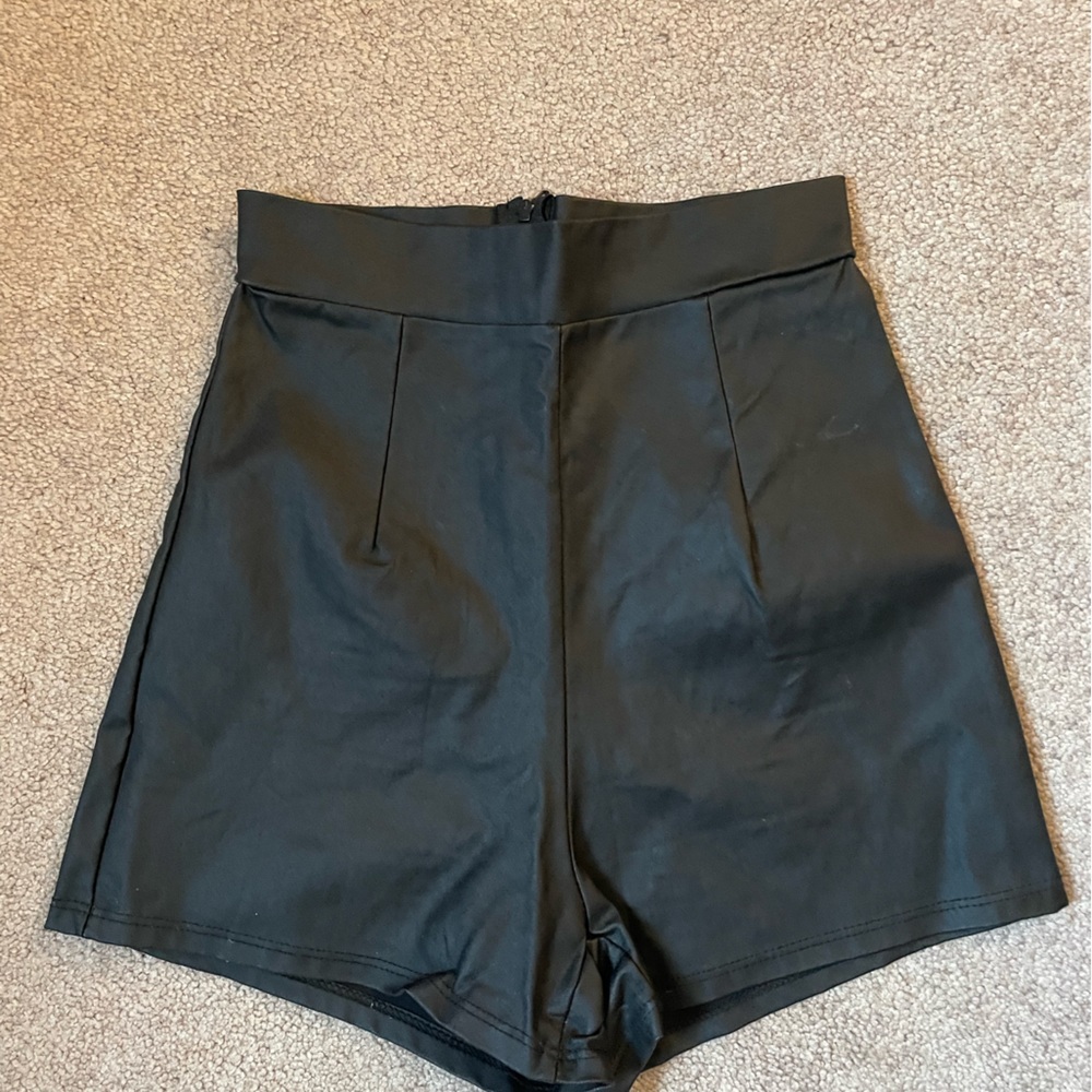 Faux leather high waisted shorts